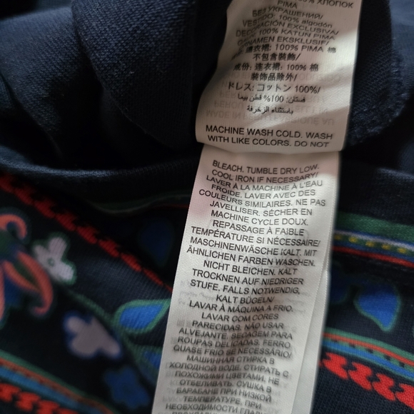 Tory Burch XXS Navy Floral Heart Print T-Shirt Dress 100% Pima Cotton - Picture 14 of 15